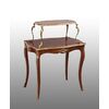 Antique French Napoleon III coffee table in polychrome woods with gilt bronze applications.19th century period.     