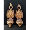 Magnifica Coppia di Acquasantiere in vetro e dipinte - H 28 cm - Vetro Soffiato - XIX secolo