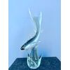 Pescecane in vetro sommerso pesante con base bullicante.Seguso.Murano.