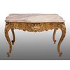 Antique French Napoleon III coffee table in gilded and carved wood. Period 19th century.     