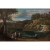 XVIII secolo, Paesaggio con figure sulla riva di un fiume