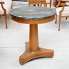Round table in inlaid maple briar with green marble top     