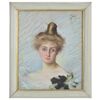 Ritratto pastello ottocentesco di fanciulla con chignon - O/6049
