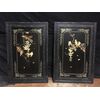 Pair of paintings with ivory and mother of pearl inlays     