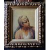 dipinto a olio di Morelli, ragazzo con turbante, cm 19 x 25