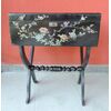 lacquered work table with mother-of-pearl inlays, meas. cm 47 x 29 h 58