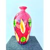 Vaso in vetro pesante sommerso con inclusioni di murrine a fiori e foglia d’argento.Toso,Murano.