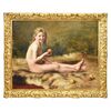 QUADRI ANTICHI, RITRATTI CON RAGAZZA E MELA, PITTURA AD OLIO SU TELA, DELL 800. (QR310)