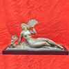 BRONZE SCULPTURES, LAYING WOMAN WITH FAN, ART DECO. (STB31)