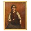 ANTIQUE PAINTINGS, PORTRAITS OF A GIRL FROM 1907, OIL ON CANVAS, EARLY 1900s. (QR318)     