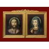 Colonial School (Mexico?) - Real images of the Virgin and Christ