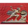 WARRIOR SCULPTURE WITH SHIELD AND LANCE, ANTIMONY ALLOY, 1900s, ART DECO. (STAN17)