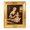 DIPINTI ANTICHI MADONNA CON BIMBO DELL 800, OLIO SU TELA, CORNICE DORATA. (QRel 141)