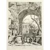 “Rovine classiche con statua equestre e tempio rotondo”