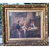 Dipinto olio su tela con cornice coeva scuola Belga epoca 1880/90 