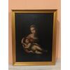 Dipinto olio su tela raff. Madonna con bambin Gesù