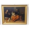 Antique oil painting on canvas raff. Spanish school family scene mid 19th century