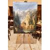 Dipinto olio su tela raff. paesaggio animato austriaco - epoca fine '800 Austria