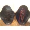 Pair of oil paintings on an 18th century table     
