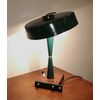 Table lamp with wooden base and adjustab...