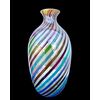 Vase in coated glass with polychrome spirals, metal oxides and iridation.Murano, Cenedese signature.     