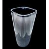 Black sommerso glass vase with silver leaf inclusion. Murano.     
