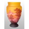 Gallè-type glass vase with landscape decoration     