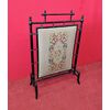 Fireplace screen with embroidered fabric