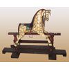 Cavallo a dondolo in legno decorato inglese del 1800