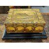 dars488 - rara scatola di paglia intarsiata, fine '800, cm l 25,5 x h 10,5 x p 18,5
