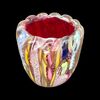 Vasetto serie’bizantino’in vetro pesante sommerso con bordo superiore lobato e inserti in avventurina,zanfirico e filigrana multicolori.Manifattura A.Ve.M.Murano.