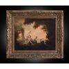 Antique French oil painting on canvas depicting an allegorical scene. Signed and dated 1848.     