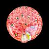 Press Papier in vetro pesante sommerso con murrine di forma schiacciata con figura di lumaca stilizzata.Murano.