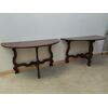 Pair of framed walnut consoles to compose a round table - late 19th century console     