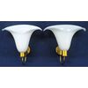 2 calla lily appliques in golden metal and coated glass - 40 cm - 1970s     