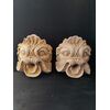 Coppia di mascheroni da fontana in marmo - Bocca di tritone - 30 x 33 cm - Venezia