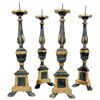 Series of four ancient Italian wooden candlesticks     