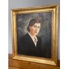 Antico dipinto olio su tela volto di ragazza datato 1939 cornice antica art decò  . Mis cm 63 x 76 