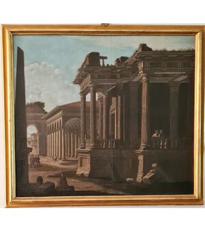 86) Scuola Romana fine XVIII secolo " Pendant di architetture "
