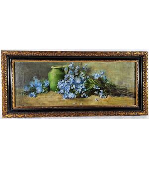 124) Natura morta con fiori azzurri 