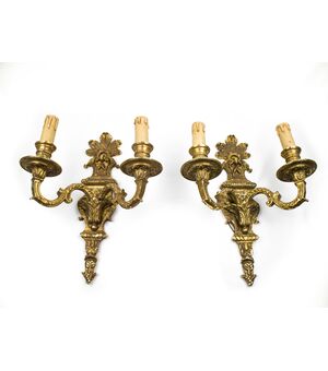 COPPIA DI APPLIQUES VINTAGE A DUE BRACCI