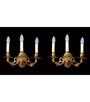 COPPIA DI APPLIQUES VINTAGE A TRE BRACCI