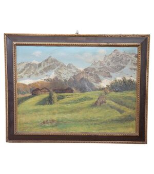 Dipinto olio su tela prima metà secolo XX, Paesaggio di montagna PREZZO TRATTABILE