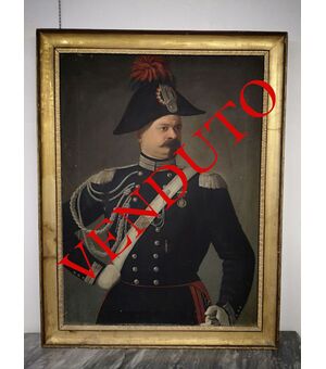 Grande dipinto, olio su tela raff: ritratto di Carabiniere.