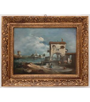 PAESAGGIO LACUSTRE CON ARCHITETTURA