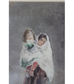 Mosè Bianchi Studio per "Dalla vaccinazione" acquerello su carta (cm 33.5x21)
