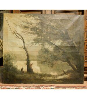  pan363 - dipinto olio su tela, copia "Ricordo di Mortefontaine" 