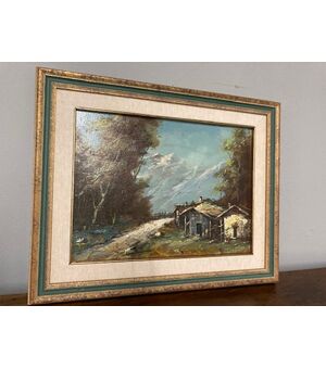 Antico paesaggio Montagna Umberto Montini 1930 (Milano 1897 – 1978 ) olio su tavola Mis 52 x 42 