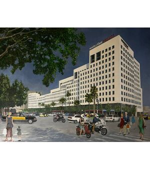 Scuola spagnola (anni '90) - Interessante modello architettonico diagonale di Barcellona
