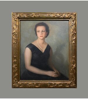 Scuola spagnola (anni '40) - Ritratto di socialite del dopoguerra